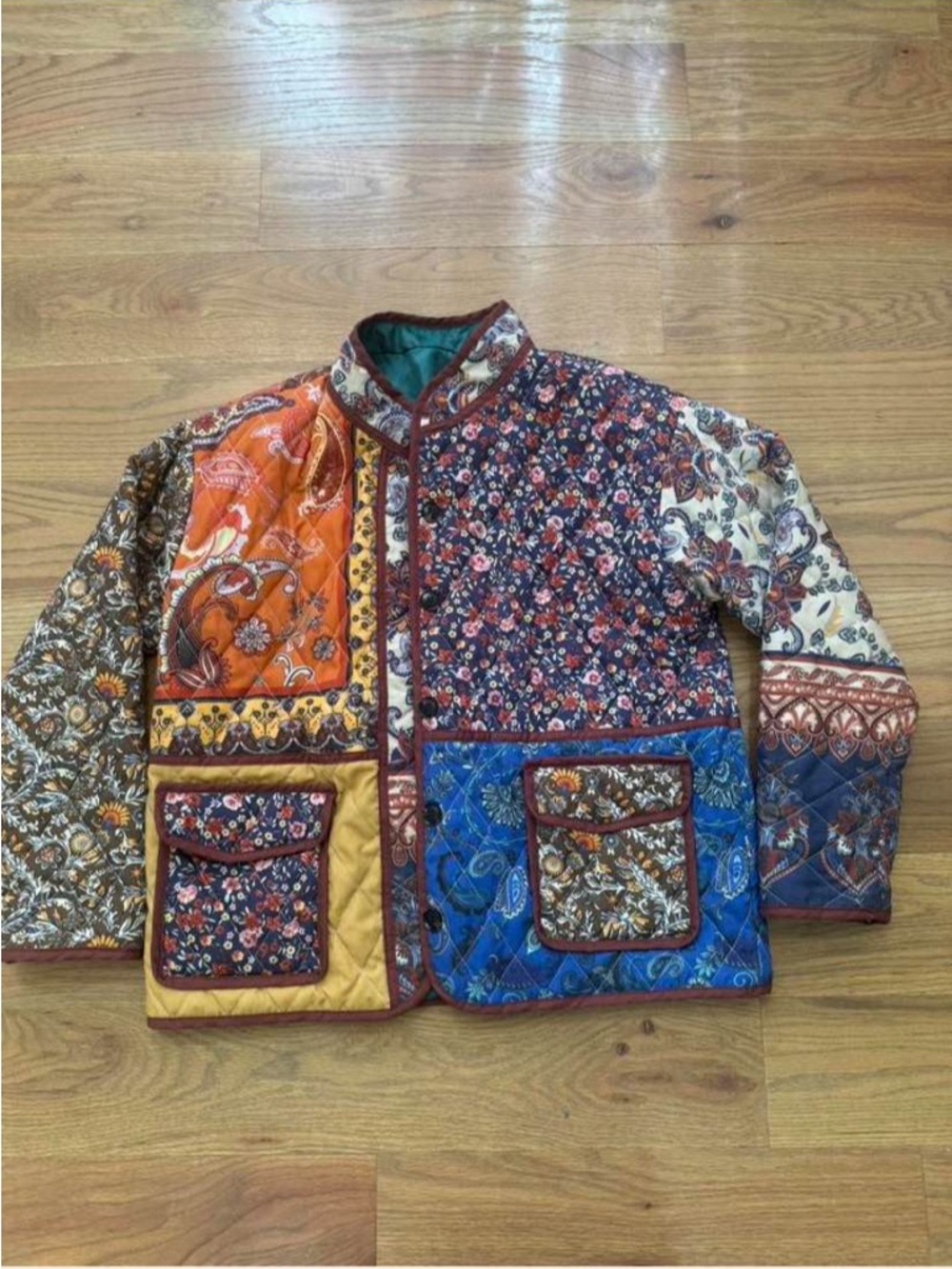 Boho Patchwork Quilted Jacket-Size M